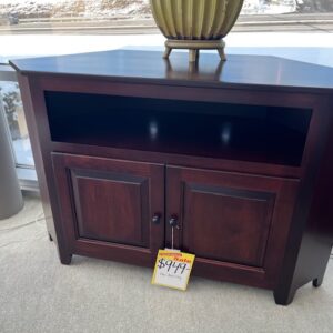 Solid wood and metal corner console on clearance